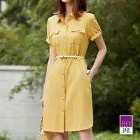 在飛比找momo購物網優惠-【ILEY 伊蕾】休閒率袖襯衫式洋裝(黃色；M-XL；123