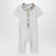[Burberry] White stretch cotton romper 6 M White