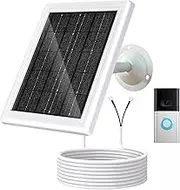 Ring Doorbell Solar Charger 5W 12V Compatible with Ring Video Doorbell 3/3+/4, Battery Video Doorbell Plus, 16.4ft Waterproof Charging Cable, 360°Adjustable Mount
