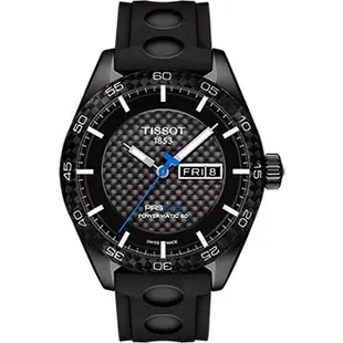 TISSOT PRS516 系列時尚機械腕錶-黑x橡膠錶帶/42mm T1004303720100