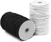 2 Pack 2 mm 5/64 Inch Elastic Cord Stretch String, SourceTon Elastic Beading Cord (Black & White, 55 Yard), Great for Crafts, Hair Ties and Home Uses