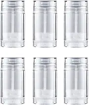 6 Pack 0.5 Oz /15ml Plastic Deodorant Containers,Empty Clear Cylinder (Bottom Refilling & Twist Up) Refillable Travel Deodorant Tube Bottles Stick Container for Lip balm,Foundation, CLEAR, diameter:29mm/1.14",height:70mm/2.75"