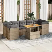 Garden Sofa Set with Cushions Modular Sofa 8 Piece Black Poly Rattan vidaXL