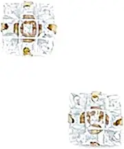 [JewelryWeb] 14k Yellow Gold 5x5mm 9 Segment Square CZ Simulated Diamond Light Prong Set Earrings Stud Earring for Women
