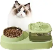 Cat Feeding Station, Large Capacity Spill-Proof Cat Water Bowl, Dry and Wet Separation Pet Fountain for Multi-Pet Households, Kitten Care, 12.4x4.33x5.91 inches