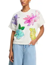 Essentiel Antwerp Floral Sequins Short Sleeve Top