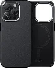 JETech Slim Case for iPhone 15 Pro 6.1-Inch Compatible with MagSafe, Soft TPU Anti-Scratch Shockproof Phone Cover with Leather Texture Design, Non-Leather (Black)