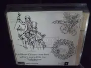 STAMPIN' UP! "KEEP CHRISTMAS" WOOD STAMP SET, CHARLES DICKENS, TINY TIM, RARE