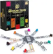 Legacy Deluxe Mexican Train Dominoes, Classic Original Board Game Set Double-12 Dominoes with Sturdy Wood Case, for Kids and Adults Aged 8 and up