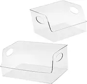 DIYEAH 2Pcs Boxes Transparent File Holder Organizer Desk Storage Box for Books Magazines and Documents for Office and Study Desktops