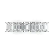 2.61 CTW Emerald Cut Simulated Diamond - Solid White Gold Eternity Wedding Band