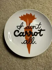 Crate Barrel Appetizer Snack Plate Veggie 6.5" Humor Tapas I Don’t Carrot All.