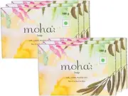 [Moha] Herbal Soap With Goodness Of Aloe Vera Gel, Basil & Neem, Bathing Soap, Face & Body Soap, Unisex Bathing Bar (Pack of 6)