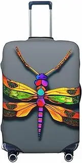 [CADREWY] Cute Dragonfly Print Travel Suitcase Cover Luggage Protector with Elastic Anti Scratch for Carry On, Black, Medium
