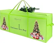 HikooLSS Christmas Tree Bag 7.5Ft,Heavy Duty 600D Oxford Cloth Dual Mesh Pocket/Reinforced Handle,Extra Large Christmas Tree Storage Bag for Artificial Xmas Tree Green(60X18X25in)