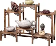 Chicken Wing Wood Antique Shelf Wooden Crafts Duobao Pavilion Cultural Display Stand Wooden Study Coffee Table Ornaments,34x14x25cm