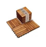 Idzo Interlocking Deck Tiles - 10PCS Waterproof Acacia Wood Patio Tiles, Floorin