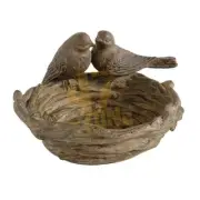 Resin Ziva Nesting Bird Dish Brown Indoor Outdoor Home Decor Tabletop Decoration