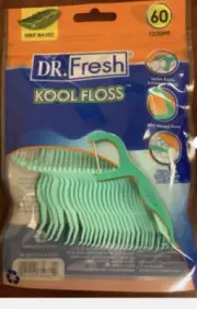 8*Dr Fresh Kool Floss 60 Count Mint Wax Floss Picks NEW Dental Teeth Pics 480ttl