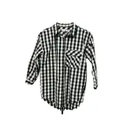 Zara Girls Buffalo Check Shirt Size 11 - 12 NWT Black White Cotton