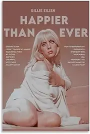 Billie Poster Eilish Music Singer Cover Poster Canvas Painting Wall Art Picture Home Decor Print For Bedroom Living Room Dorm Study Bar Office 12x18inch(30x45cm)