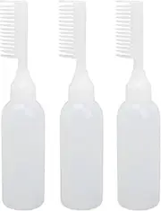 Hair Comb Applicator Dyeing Bottle White Squeeze Clear Scale 3pcs PE Hair Coloring Root Comb Applicator Empty Bottle