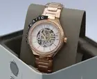 NEW AUTHENTIC FOSSIL EEVIE ROSE GOLD AUTOMATIC SKELETON BQ3781 WOMEN'S WATCH
