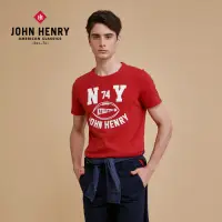 在飛比找Yahoo奇摩購物中心優惠-JOHN HENRY NY美式足球文字印花T恤-紅