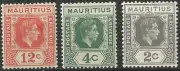 MAURITIUS/1939-43/MH/SC#211, 213, 216/ KING GEORGE VI /KGVI / PARTIAL SET
