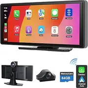 10.26" Apple Car Play Screen Compatible Android Auto GPS Navigator for Car,Apple Carplay Screen for Car with 1080P Backup Camera,Wireless Carplay Adapter with Bluetooth,AirPlay,AUX/FM,Google Play