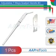 Surgical Scalpel Handle #3 Rotatable Blade Holder Adjustable Tissue+ 5 Blade #10