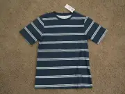 NWT WONDER NATION Boys SHIRT size large 10-12 navy blue striped short sleeve