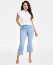 I.n.c. Concepts Petite Pull-on Cropped Flare Jeans, Light Indigo SZ 2P