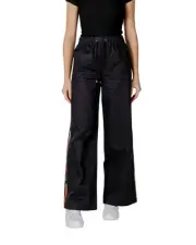 Desigual Wide Leg Pants Abstract Side Stripe Women Black