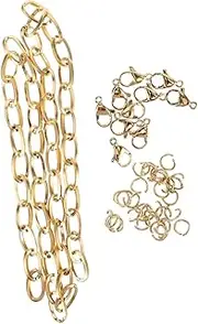 SMASOLO 1 Set Feet Decorative Chain Set with Lobster Clasps and Jump Rings for DIY Jewelry Making Durable Bracelet and Necklace Chains for Crafting