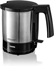 [Cloer] 4700 Kettle, 2000 W with Internal Capacity Marking, Boil-Dry and Overheating Protection for 1.5 L, Matte Stainless Steel Container, Black