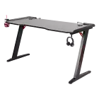 LED Gaming Desk Computer Table with Cup Holder Headphone Hook Cable Hole