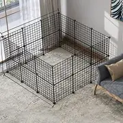 AUKO Metal Pet Playpen Tent Cats Exercise Pen Crate Cage Kennel Dog Foldable Fence Yard Barrier Ideal for Guinea Pigs, Rabbit, Gerbil, Puppy, DIY Metal Wire Yard Fence (Black 24pcs Set)