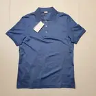 LUCIANO BARBERA Small Blue 100% COTTON Short Sleeve Men's Polo Shirt Italy Made