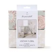 2pc The Peanutshell Baby Cotton Bed Side Sleeper Sheets Vintage Floral 90cm