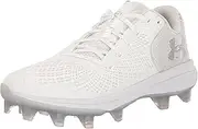 [Under Armour] Women's Glyde 2.0 MT TPU Softball Shoe, (100) White/White/Metallic Silver, 6.5