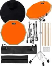 Durable 12" Practice Pad with Double Surfaces & Full Snare Drum Accessory Kit