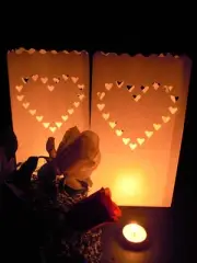 50 Hearts Wedding Candle White Paper Luminere Bag Lantern BBQ Reception Lighting