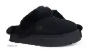 UGG Disquette Black Suede Fur Platform Slippers Womens Size 8 *NIB*
