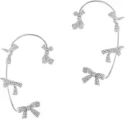 [BESTYASH] Sturdy Bow Ear Hooks Rhinestone Bowknot Ear Cuffs Clip-on Earring Cuffs for Women