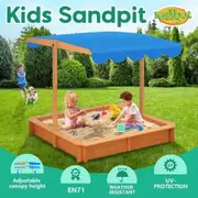 Kids Sandpit Box Canopy Outdoor Toys Sand Pit Children Play Station Wooden Set Ground Cover Beach Shade Seat Board Backyard Center 118cm Kidbot