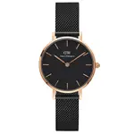 【DANIEL WELLINGTON】氣質艾士菲啞光黑米蘭帶腕錶-金框/28MM(DW00100245)