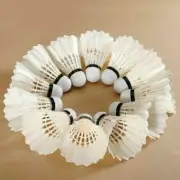 12 PCS White Feather Birdies Badminton Ball Shuttlecocks Sport Training Train