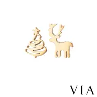 在飛比找momo購物網優惠-【VIA】白鋼耳釘 白鋼耳環 不對稱耳釘 聖誕樹耳釘/節日系