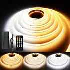 CCT COB LED Strip Lights, 32.8ft Dimmable 2700K-6500K 24V Tunable White LED L...
